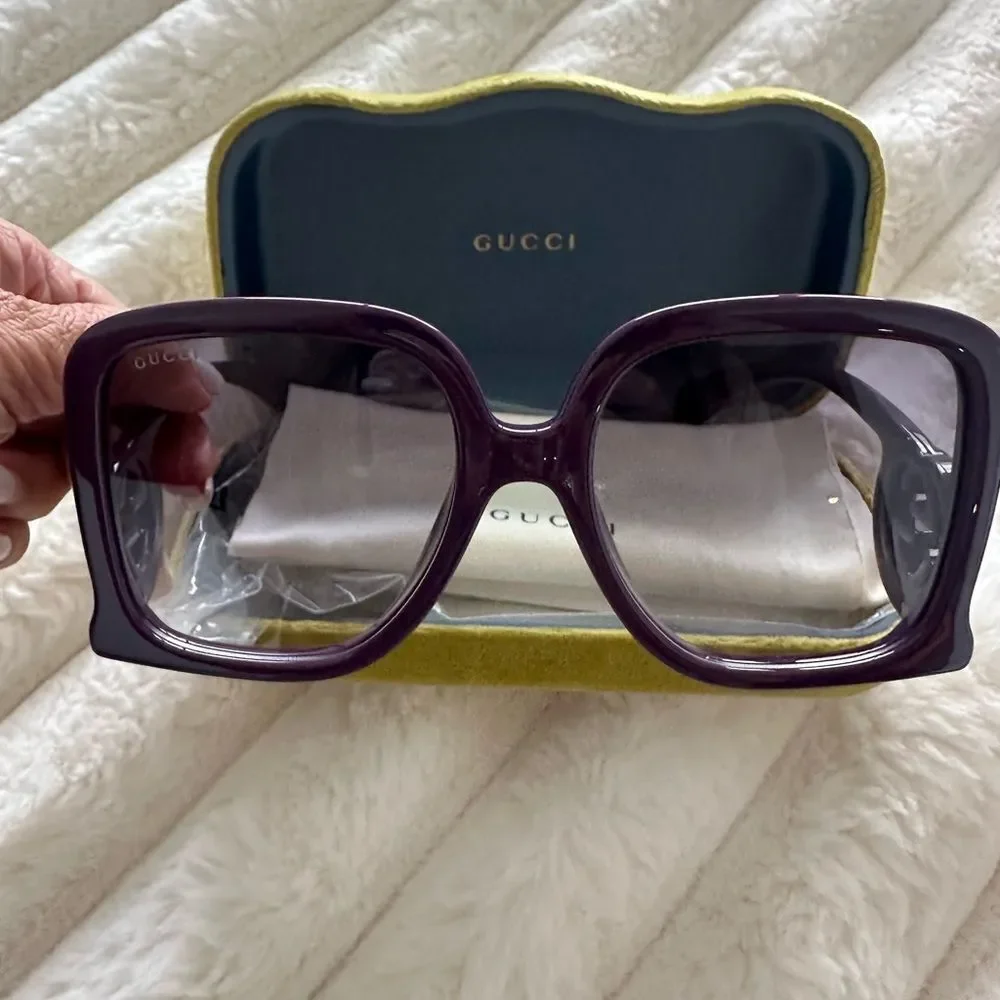 New Gucci Dark Purple Square Glasses